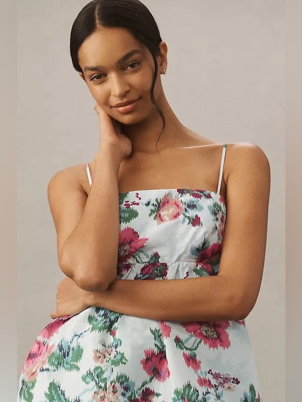 BHLDN Anthropologie Sophia Apron-Top Jacquard Midi Dress | Small - Picture 3 of 8